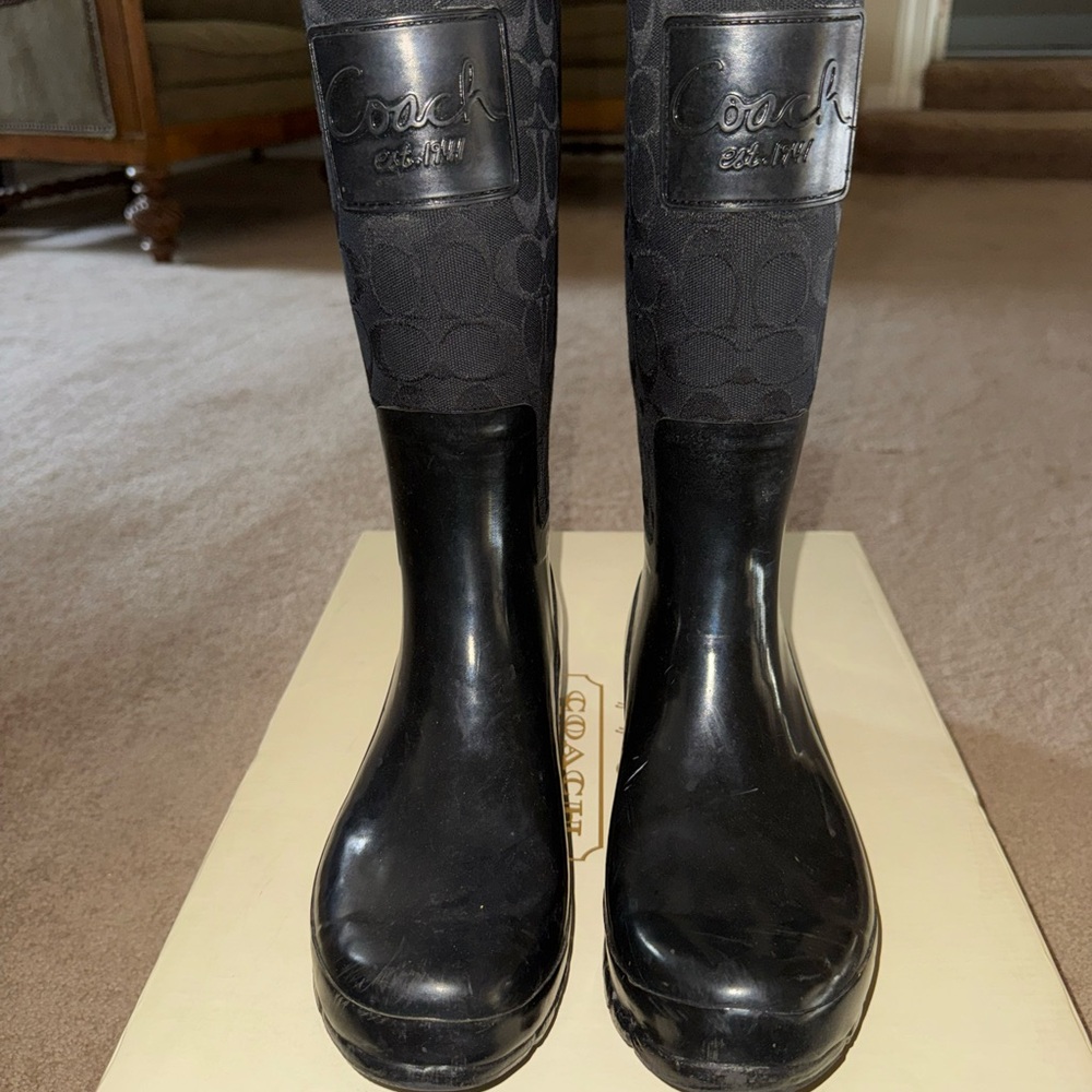 Authentic Coach Black Signature Rain Boots